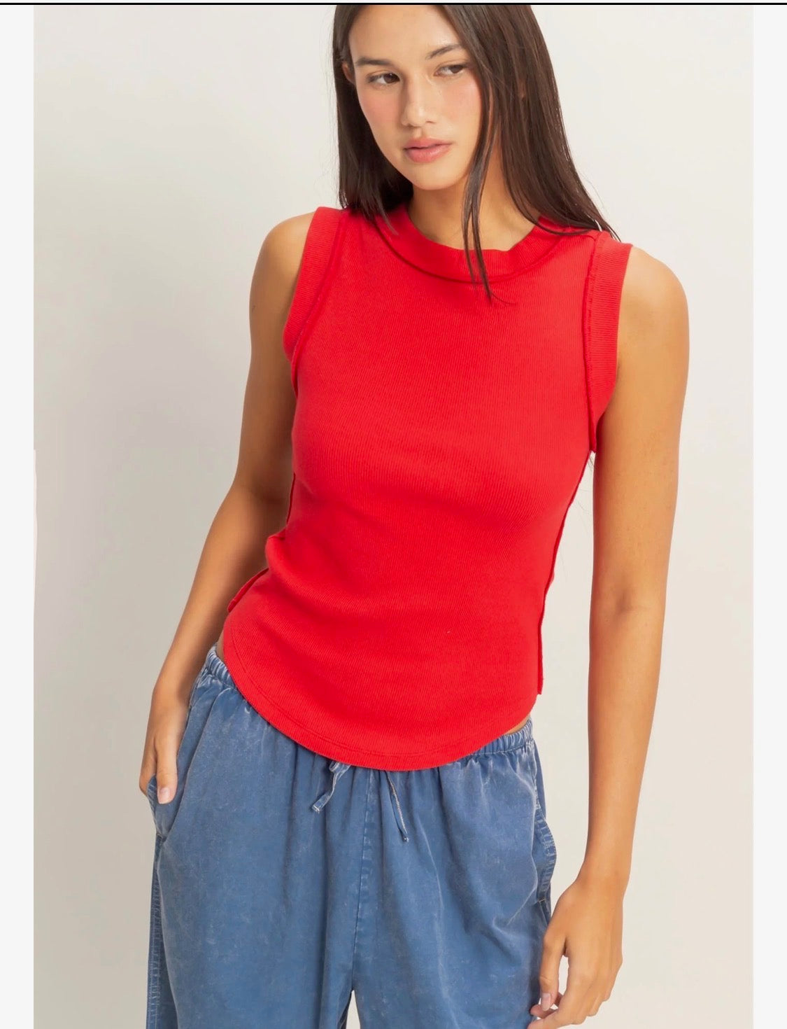 Seam Detail Ribbed Tank Top