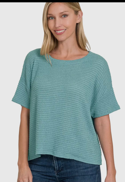 Teal Ribbed Top
