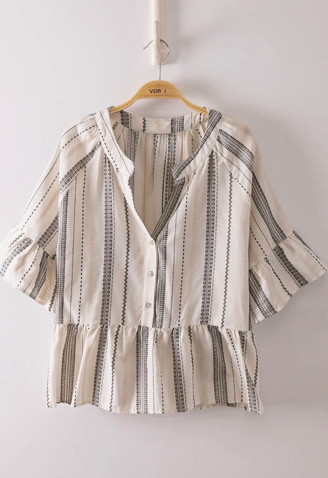 Striped Half Bell Sleeve Blouse
