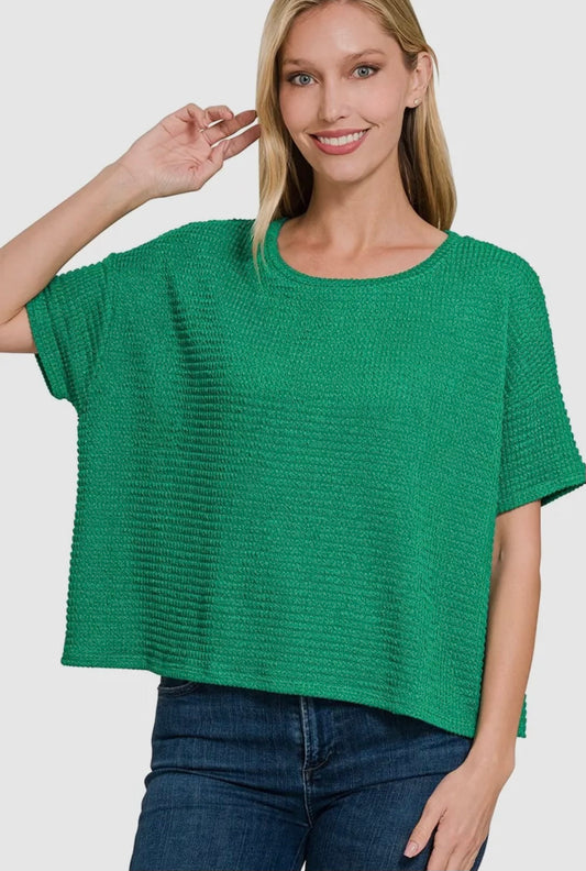 Kelly Green Ribbed Top