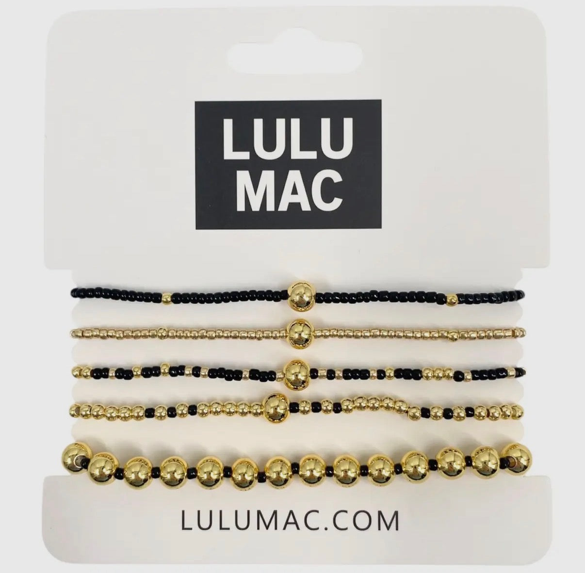 LULU MAC Black And Gold Detailing Bracelet Stack