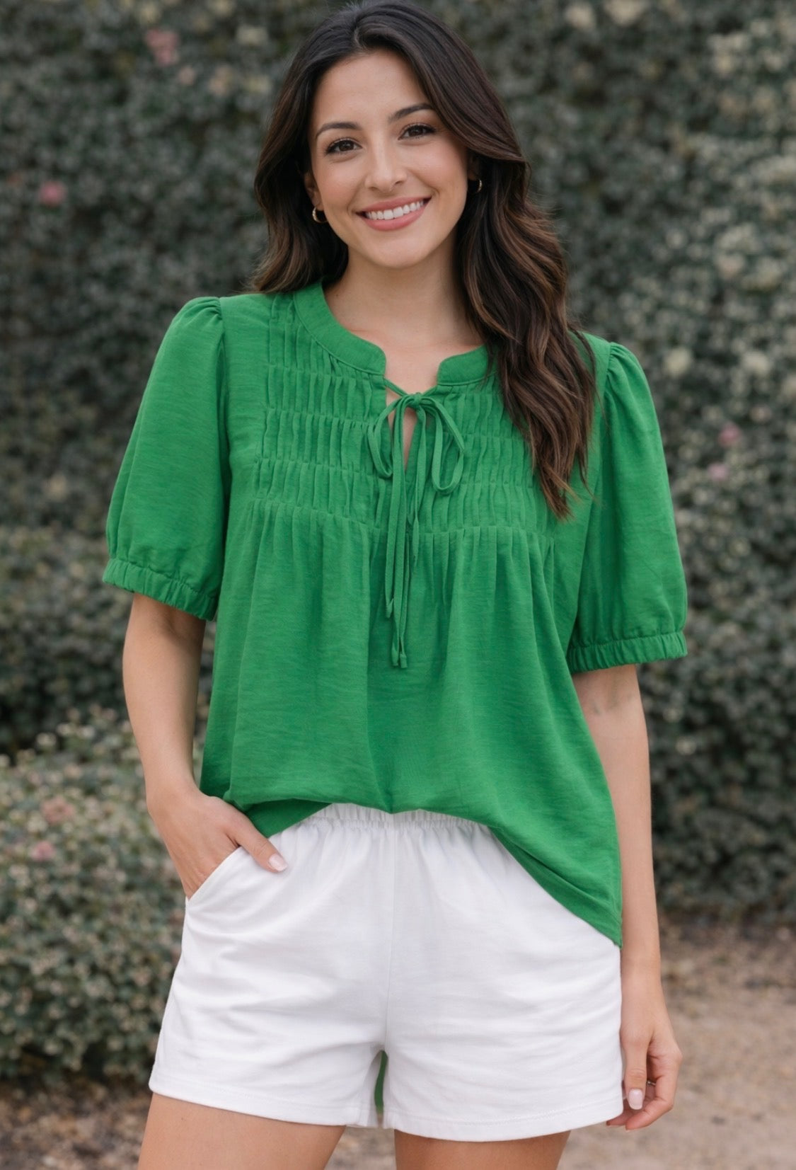 She+Sky Green Puff Sleeved Blouse