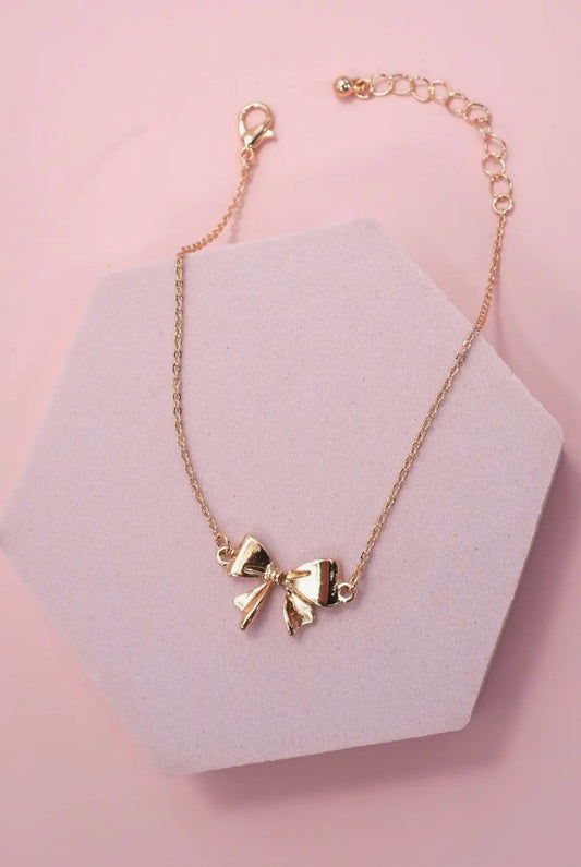 Gold Large Bow Necklace