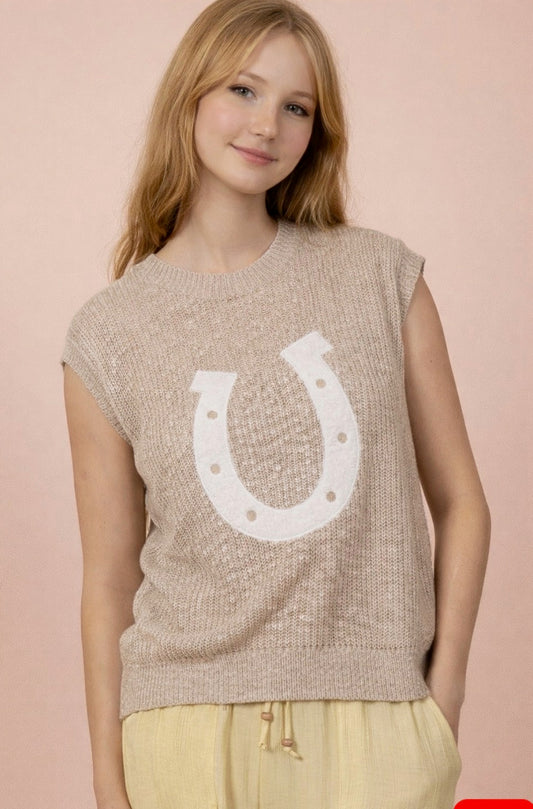 Horseshoe Graphic Summer Sweater Knit Vest