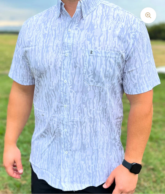 Embry Outdoors Men’s White Camo Button Down