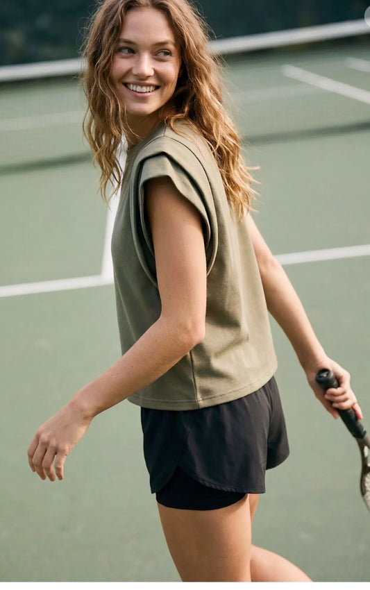 Double Band Sleeve Knit Top