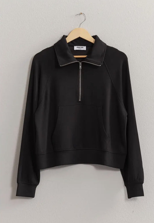 Black and Tan Half Zip Sweatshirt