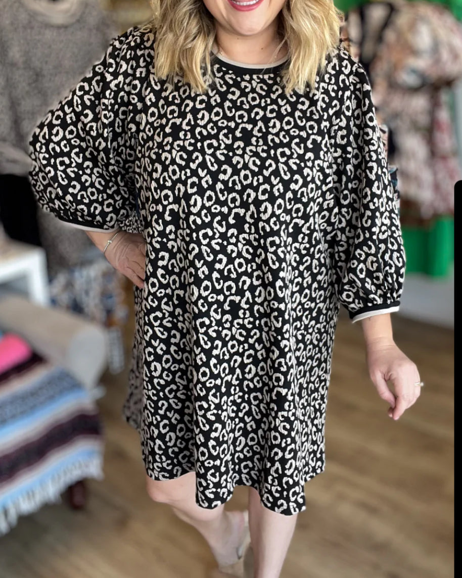 Black and Cream Leopard Dress