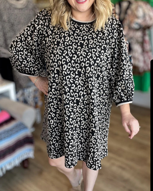 Black and Cream Leopard Dress