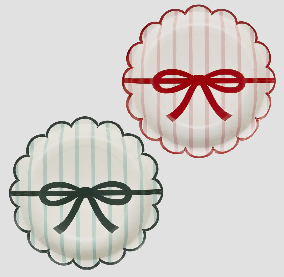 Red and Green Bow Paper Plates