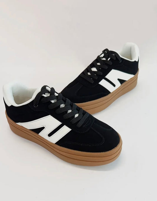 La Sheelah color block platform sneakers black/white