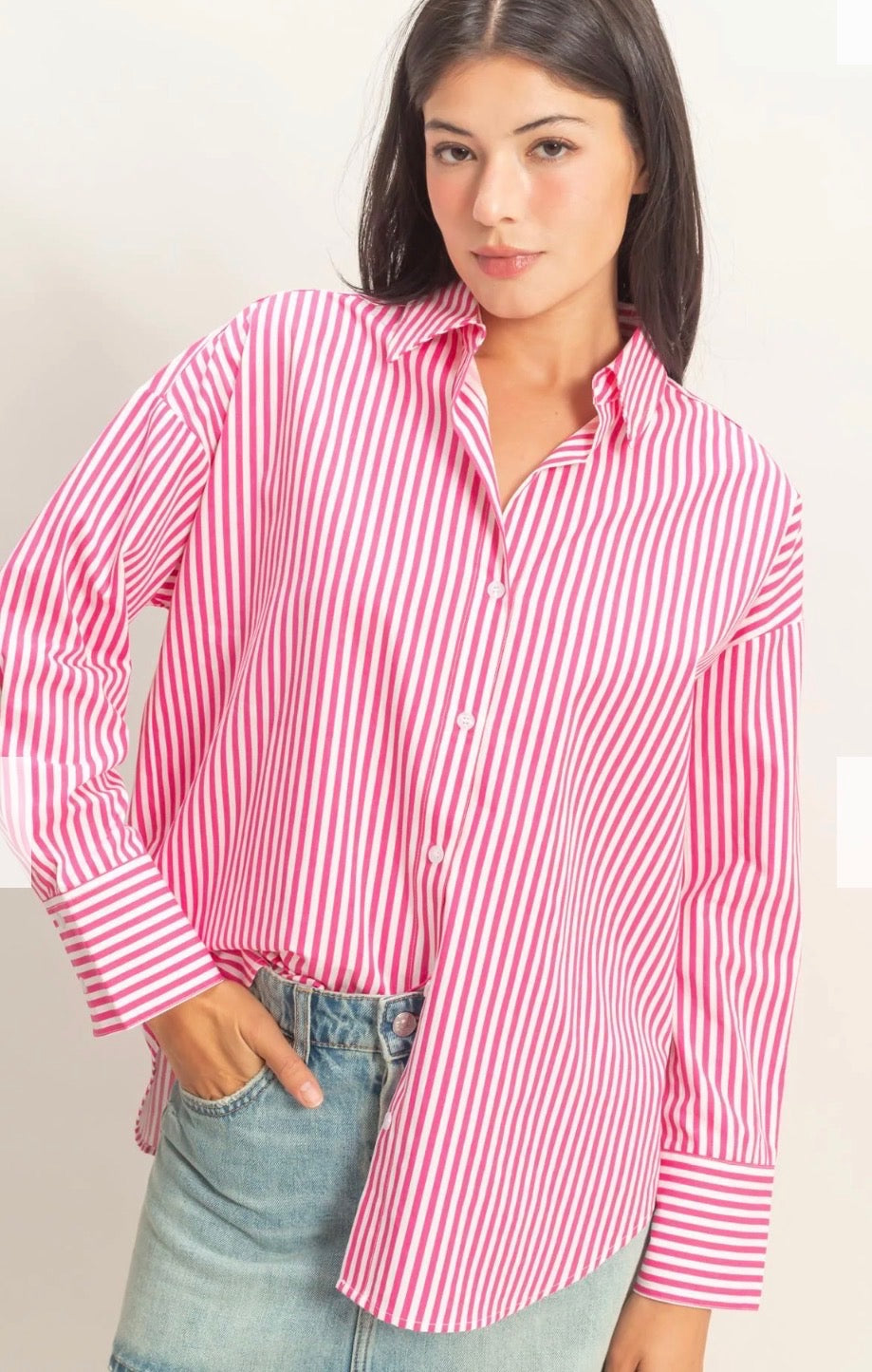 Striped Button Up Top