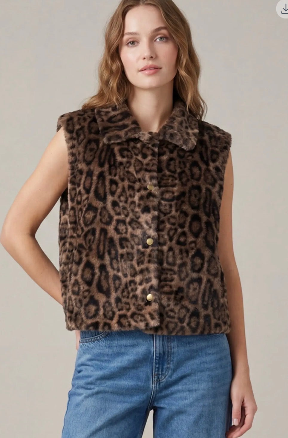 Faux Fur Leopard Patterned Vest