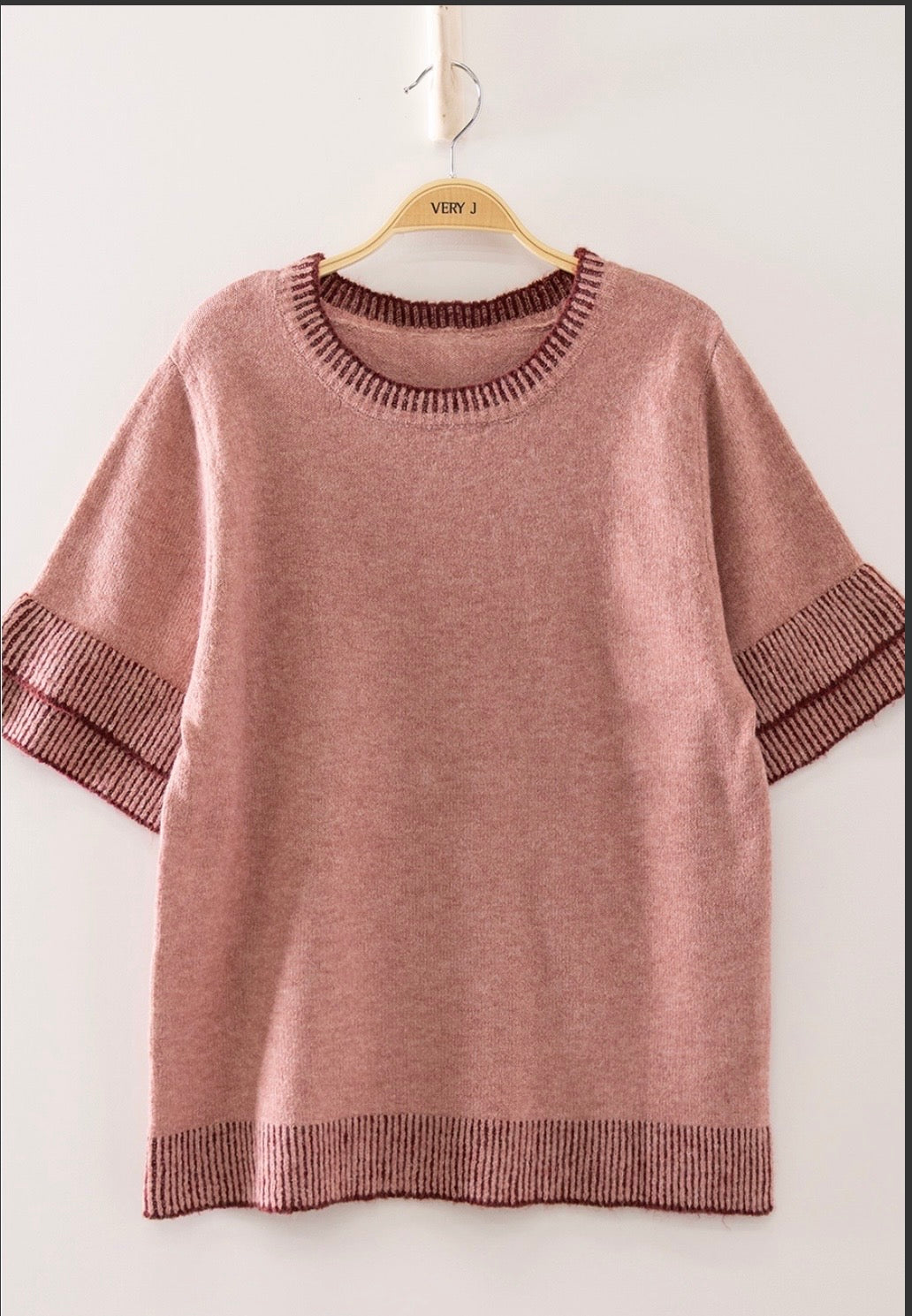 Soft Touch Contrast Rib Knit Top