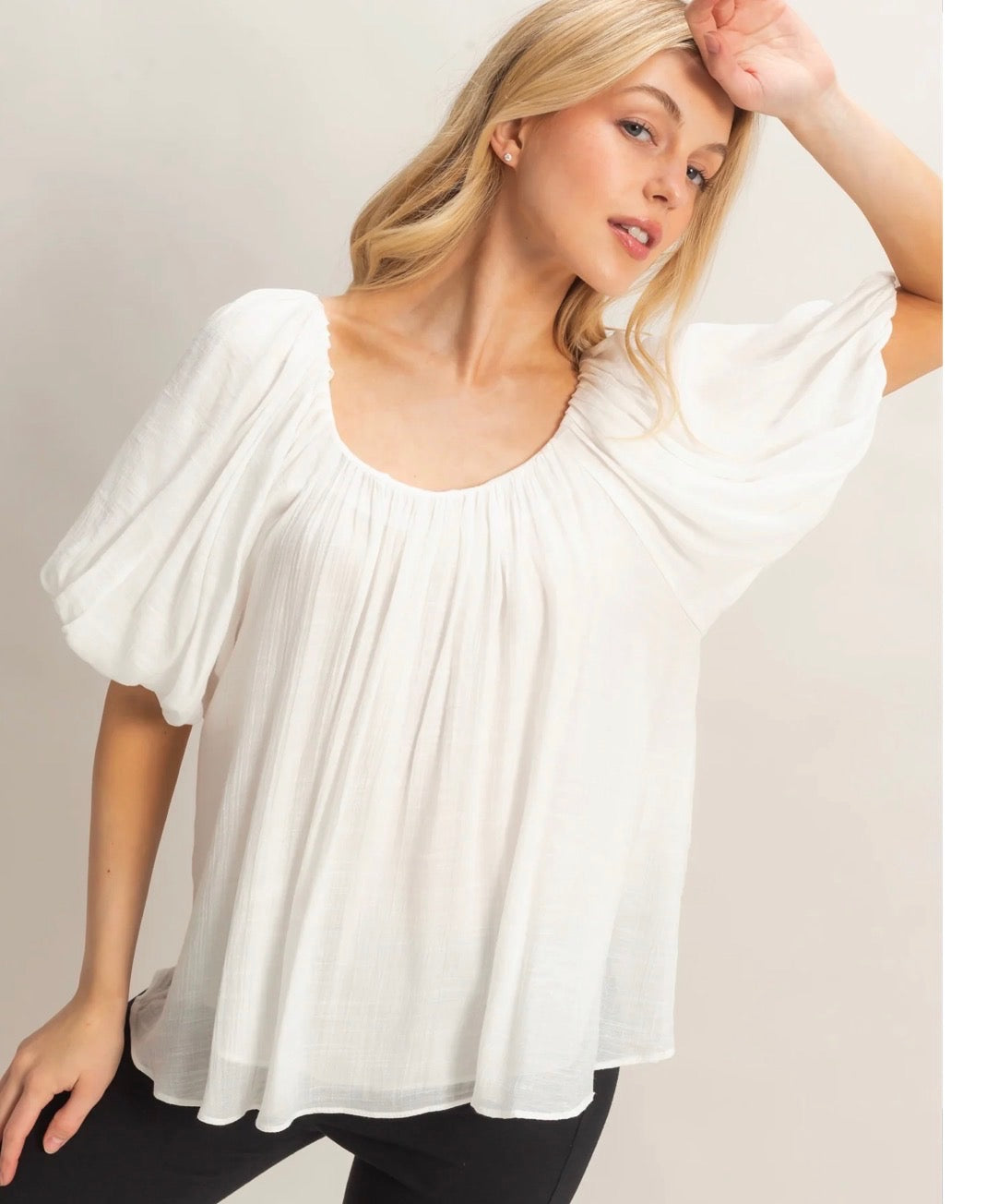 Gathered Puff Sleeve Blouse