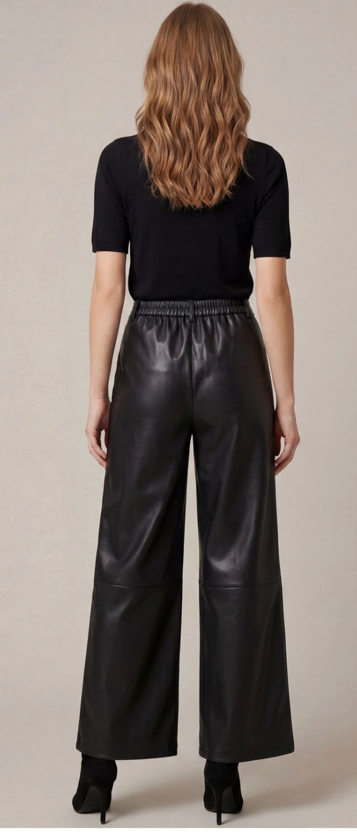 Faux Leather Wide Leg Pants