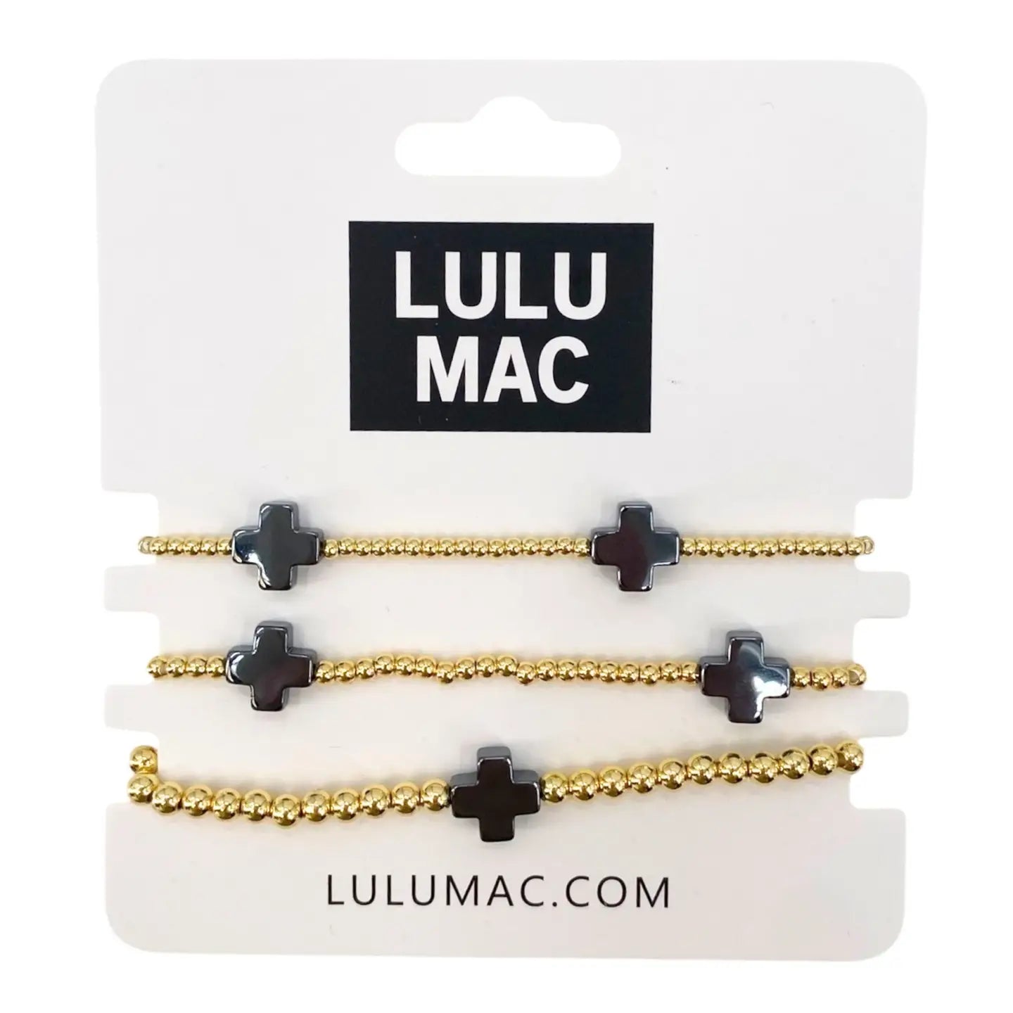 LULU MAC Gold Beaded Bracelet With Colored Cross