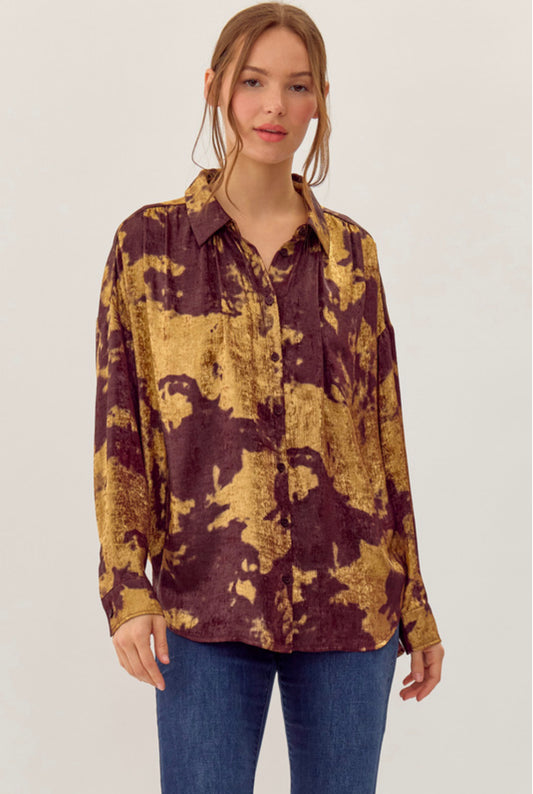 Maroon & Gold splatter long sleeve