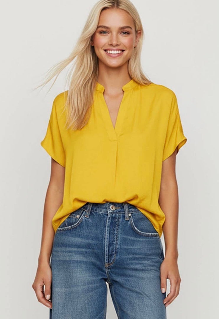 Bright Colored V Neck Blouse