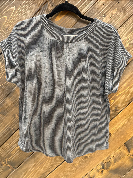 Charcoal ribbed top