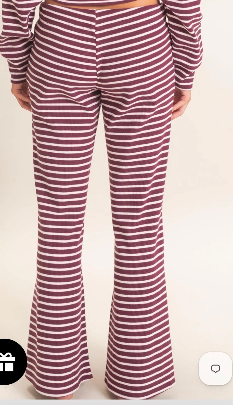 Dark Cherry Stripe Pant Set