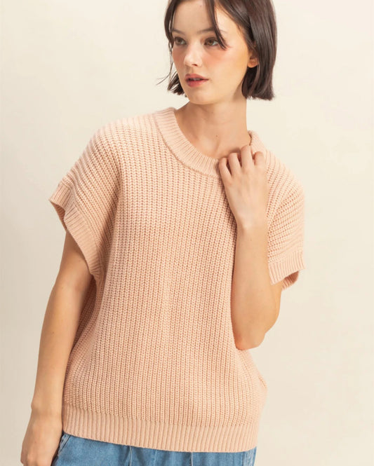 Dusty Pink cap sleeve sweater