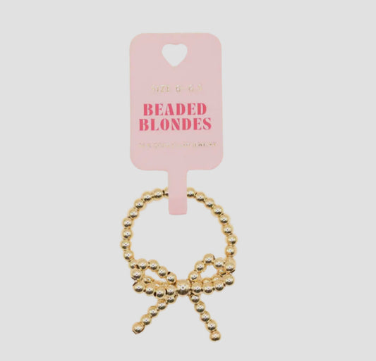 Gold Beaded Bow Ring