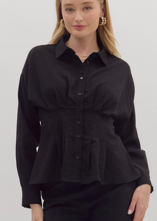 Solid Long Sleeve Peplum Top