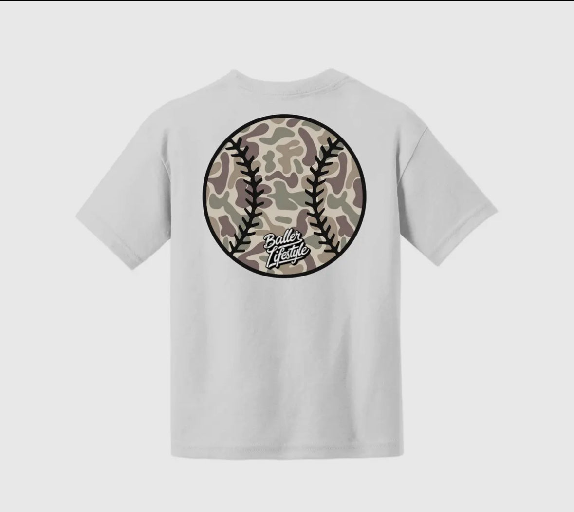 Camo Baseball Baller Lifestyle Youth Tee