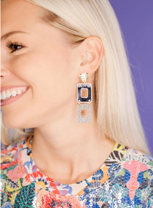 Taylor Shaye Tallula Silver Mirror Drop Earrings