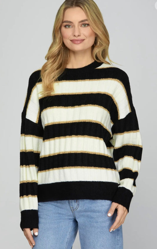Long Sleeve Lurex Detail Stripes
Sweater