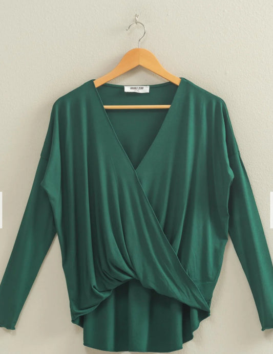 Green Wrap Front Blouse