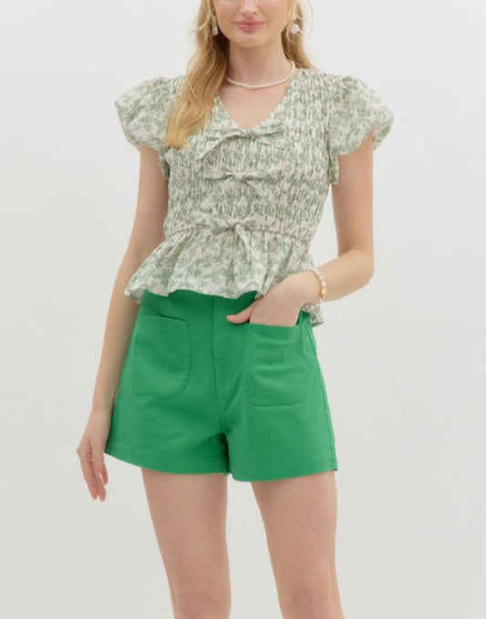 Green High Waist Shorts