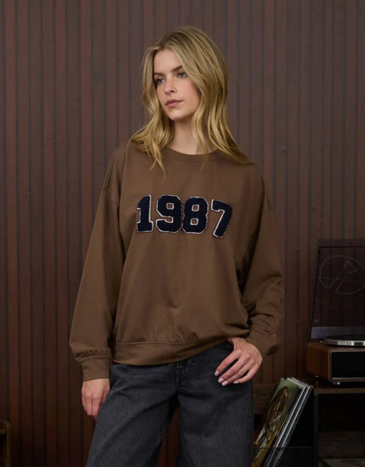 1987 Varsity Number Long Sleeve Knit Top