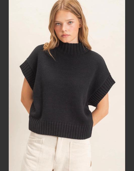 Ribbed Mock Neck Sweater Vest
