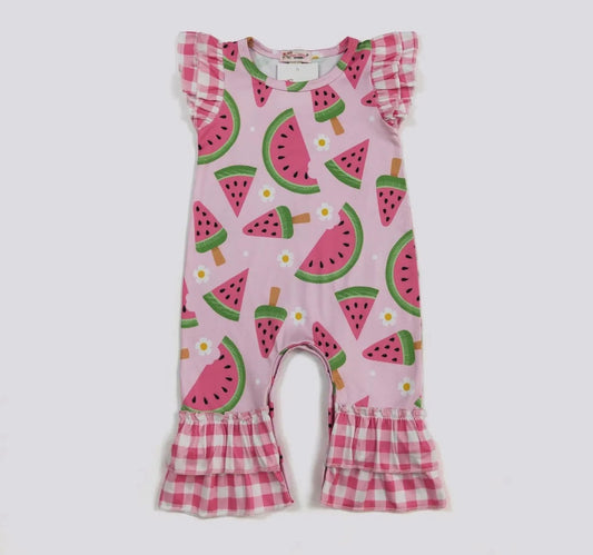 Watermelon blossom baby romper