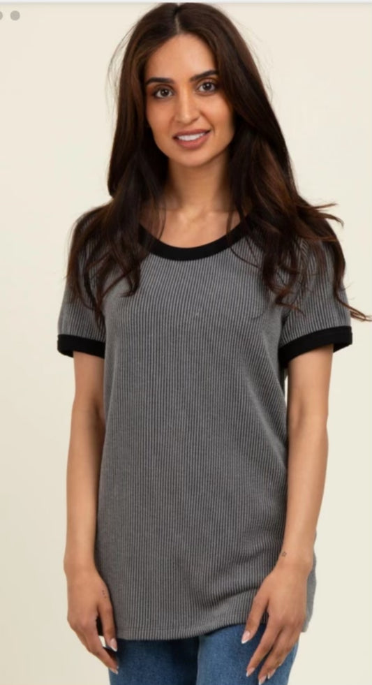 Black/charcoal ribbed tshirt