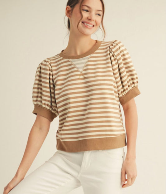 Tan Stripes sweatshirt top
