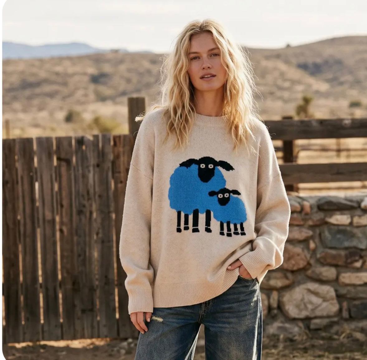 Sheep Graphic Oversized Sweater