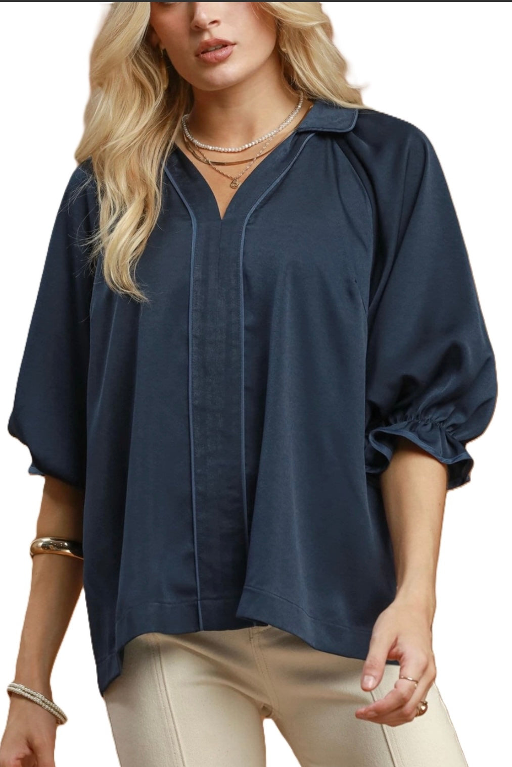 Collared Puff Sleeve Blouse