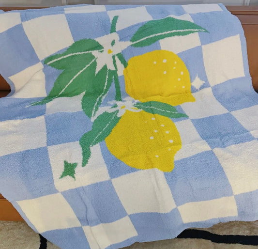 Blue Checkered Lemon Blanket