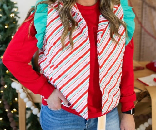 Candy Stripped Puffer Vest