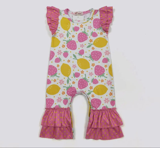 Strawberry lemonade baby romper
