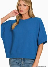 Double Knit Banded Bottom Short Sleeve Top