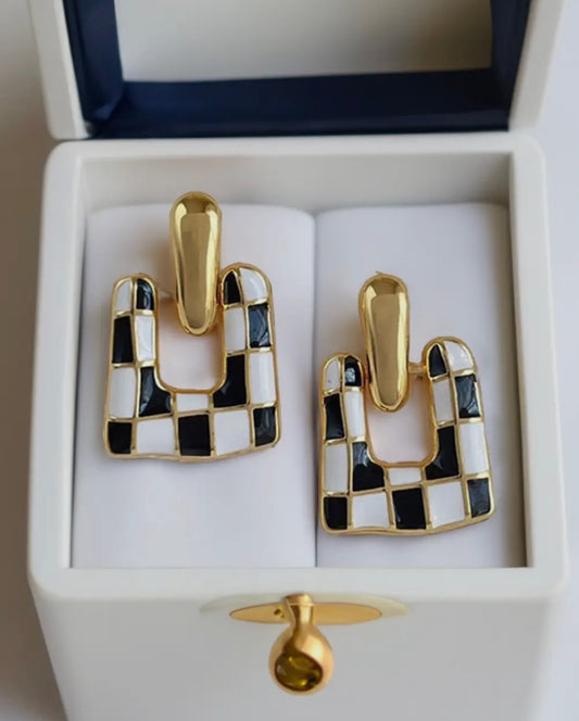 Square Checkered Earrings