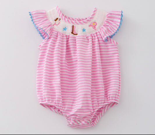 Cowgirl smocked baby romper