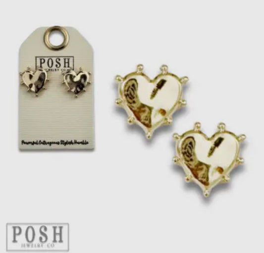 Gold Studded Heart Earrings