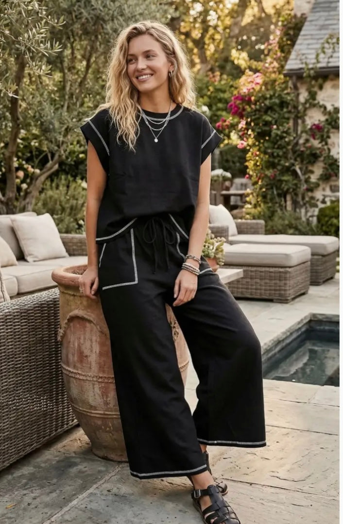 Scuba Contrast Stitch Lounge Set