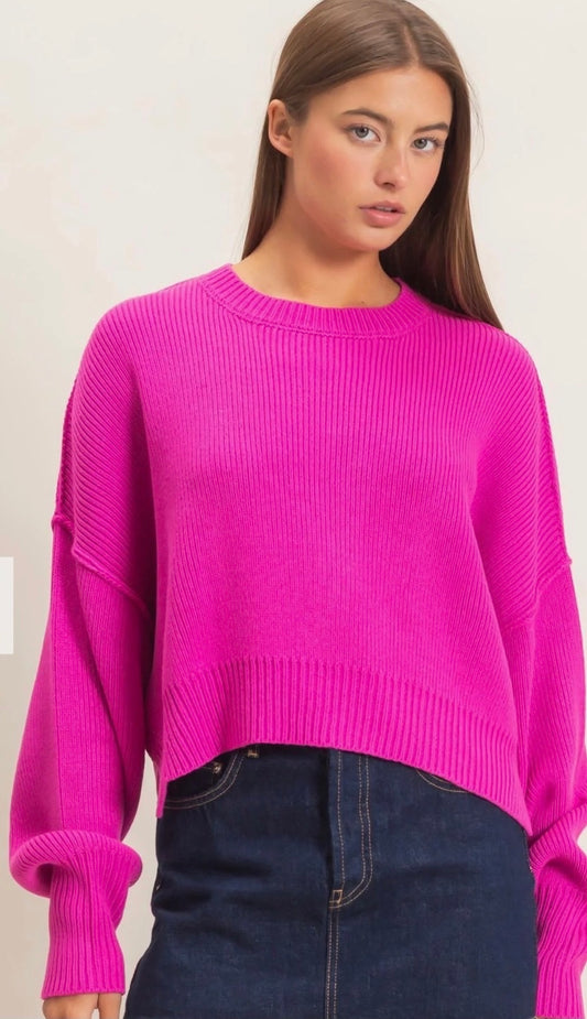 Ribbed drop shoulder sweater