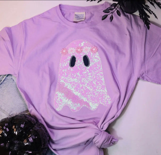Purple Sequin Ghost Tee